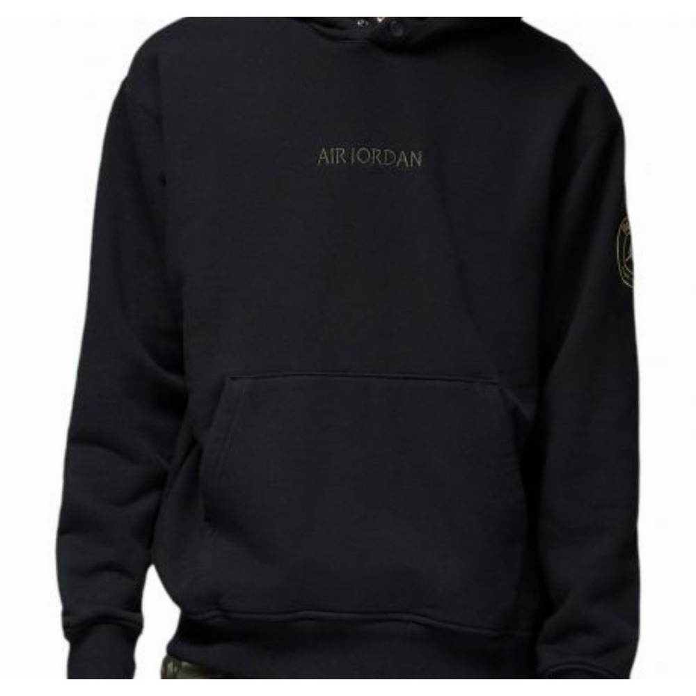Nike Jordan X Paris Saint-Germain Pullover Wordmark Hoodie Black Mens Medium - Picture 2 of 9
